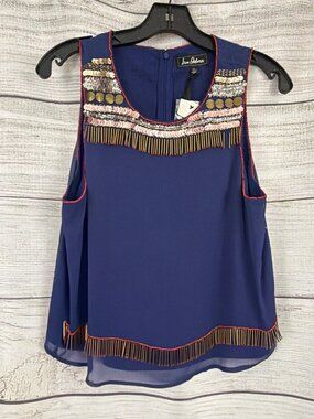 NWT Sam Edelman Bohemian Rhapsody Metallic Sequined Sleeveless Blouse Size M